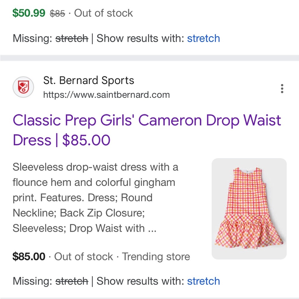 St. Bernard Sports Classic Prep Girls' Cameron Drop Waist Dress